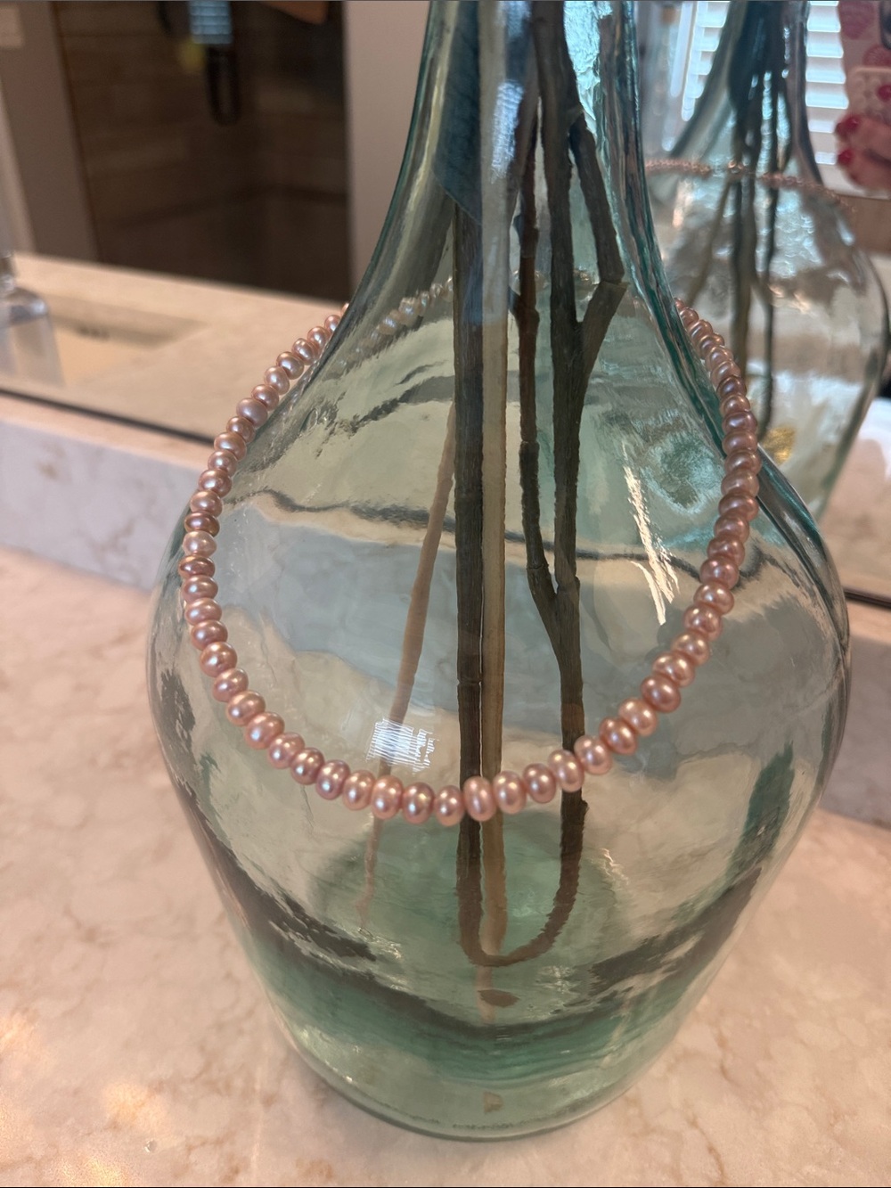 Pink Freshwater Pearl Necklace with Silver Clasp